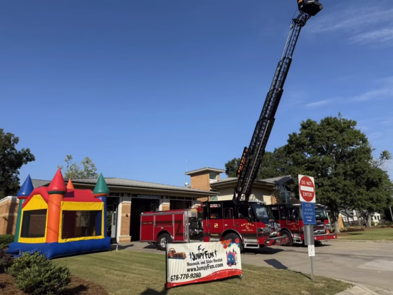 Castle bounce house at Fire Station